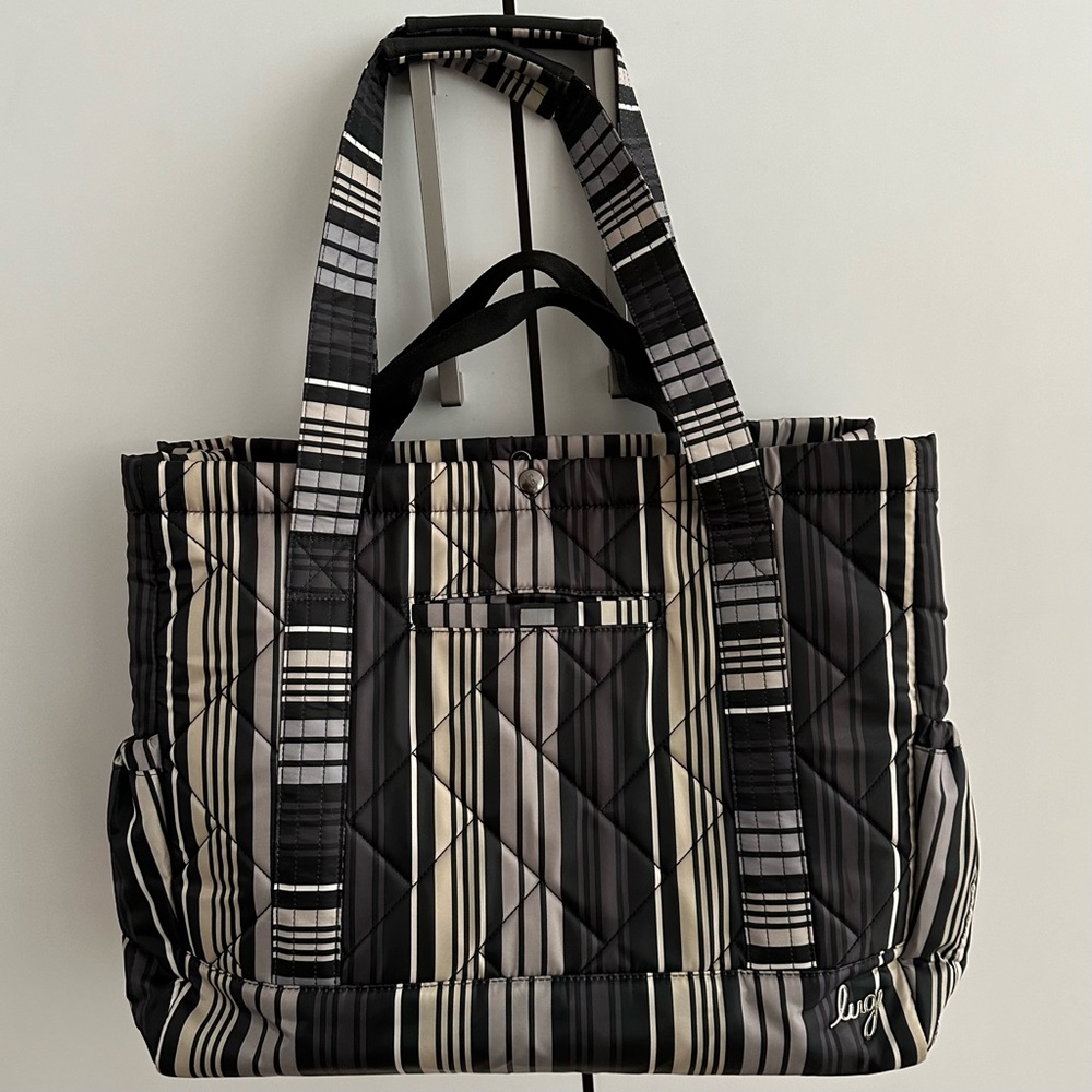 LUG 🖤 Yacht CarryAll Tote Shopper Boat Bag Love Stripe Black RARE LugLife Beach